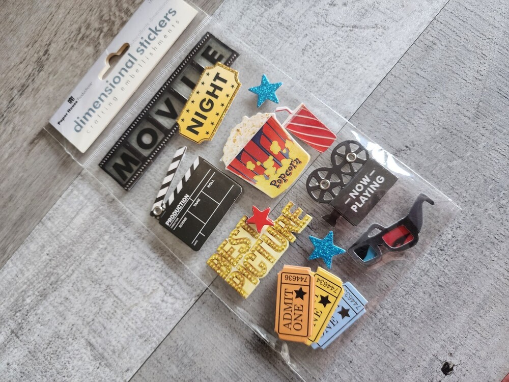 Movie Theater Stickers Paper House Dimensional Scrapbook Embellishments NEW #48